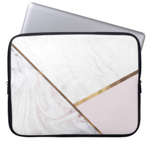 Roze Gouden Marmer Werveling & Roze Roze Bronzen G Laptop Sleeve