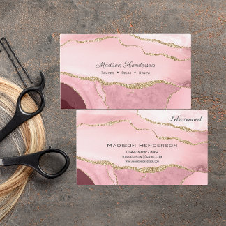 Roze gouden marmeren agaat beauty Visitekaartjes