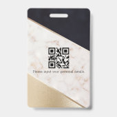 Roze Gouden Marmeren Champagne Textuur Badge (Achterkant)