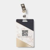 Roze Gouden Marmeren Champagne Textuur Badge (Achterkant met clip)