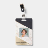 Roze Gouden Marmeren Champagne Textuur Badge (Voorzijde met clip)