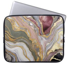 Roze Gouden Marmeren Laptophoes Luxe Case