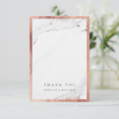 Roze gouden marmeren luxe moderne trouwtrouwkaart bedankkaart (Staand voorkant)