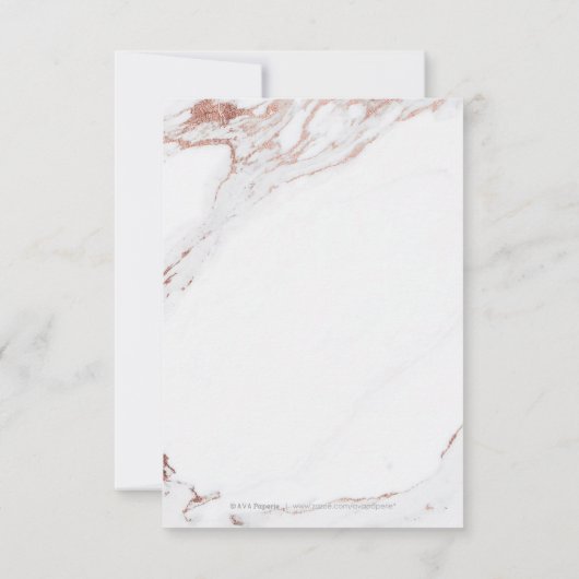 Roze gouden marmeren luxe moderne trouwtrouwkaart bedankkaart (Achterkant)