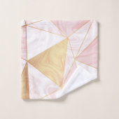 Roze & Gouden Marmeren Poly Geometrische Driehoeke Bad Handdoek (Wasdoekje)