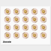 Roze & Gouden Marokkaanse Glam Monogram Bruiloftsg Ronde Sticker (Vel)