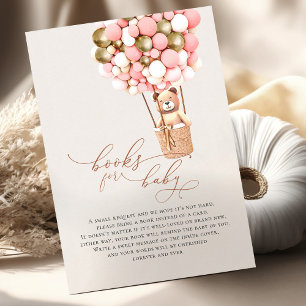 Roze Gouden Meisjes Beer Ballonnen Baby Boeken Informatiekaartje