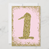 Roze & Gouden Meisjes Een 1e Verjaardagsfeest Kaart (Achterkant)