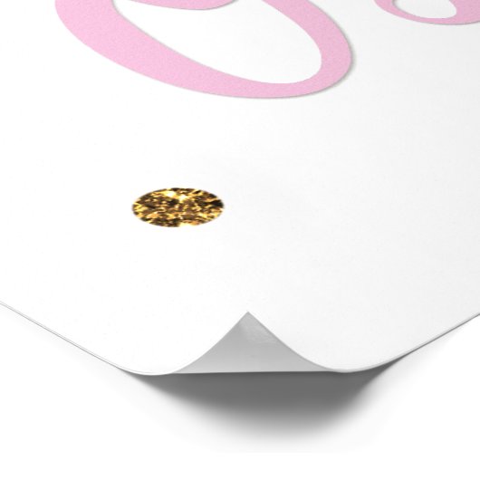 Roze & Gouden Meisjes ONE 1e Verjaardagspartij Ban Poster (Hoek)