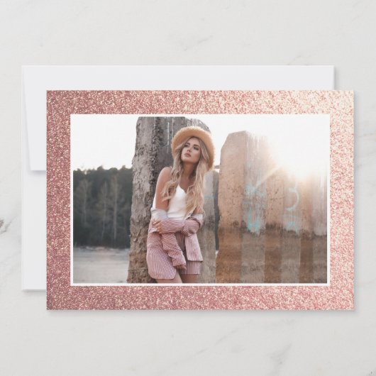 Roze gouden meisjesachtige glitter foto zoete 16 v (Achterkant)