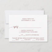 Roze Gouden Menu Keuze RSVP Kaart (Achterkant)