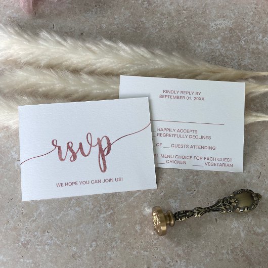 Roze Gouden Menu Keuze RSVP Kaart