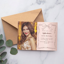 Roze gouden met de hand getekende strik foto verja kaart