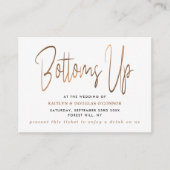 Roze Gouden Metaal Effect Stijl Gratis Drink Ticke Informatiekaartje (Voorkant)