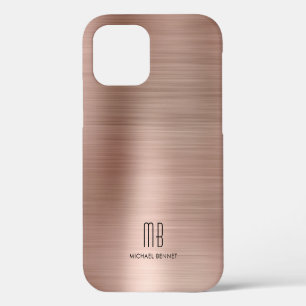 Roze Gouden Metaal Monogram Case-Mate iPhone Hoesj 12 Hoesje