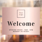 Roze gouden metalen bedrijfslogo welkom raamsticker (Vel 2)