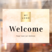 Roze gouden metalen bedrijfslogo welkom raamsticker (Vel 2)