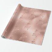 Roze Gouden Metallic Boom Moderne Kerstmis Cadeaupapier (Uitgerold)