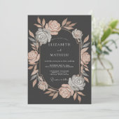 Roze Gouden Metallic Botanische Bruiloft Kaart (Staand voorkant)