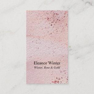 Roze Gouden Metallic Chips en Waterverf Textuur Visitekaartje