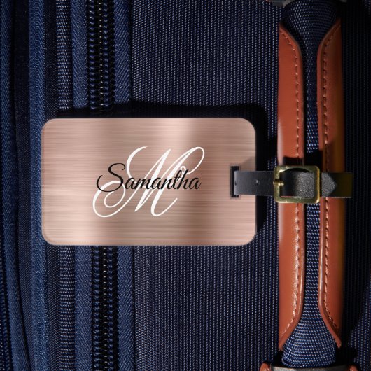 Roze Gouden Metallic Fantasie Monogram Bagagelabel (Voorkant Insitu 4)