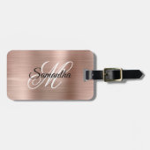 Roze Gouden Metallic Fantasie Monogram Bagagelabel (Voorkant horizontaal)