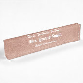 Roze Gouden Metallic Folie Witte Lettertype Naambordje