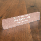 Roze Gouden Metallic Folie Witte Lettertype Naambordje (Zijkant)