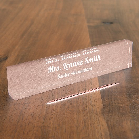 Roze Gouden Metallic Folie Witte Lettertype Naambordje