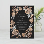 Roze Gouden Metallic Formele Trouw Kaart (Staand voorkant)
