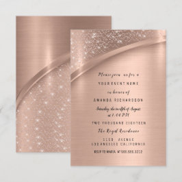Roze Gouden Metallic Glitter Bruids Sweet 16th Kaart