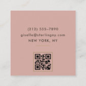 Roze Gouden Metallic QR Code Vierkante Visitekaartje (Achterkant)