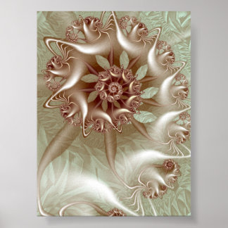 Roze Gouden Metallic Spiraal Geometrische Fractale Poster
