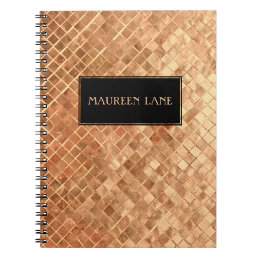 Roze Gouden Metallic Uiterlijk op Maat Notitieboek (Voorkant)