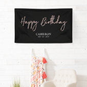 Roze Gouden Minimalistische Aangepaste Verjaardags Spandoek (Insitu)