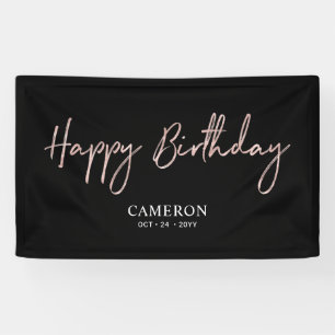 Roze Gouden Minimalistische Aangepaste Verjaardags Spandoek