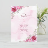 Roze Gouden Minimalistische Bloemige Trouw Zitplaa Kaart (Staand voorkant)