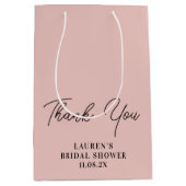 Roze Gouden Minimalistische Bruidsdouche Bedankje Medium Cadeauzakje (Voorkant)