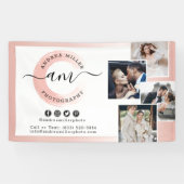 Roze Gouden Minimalistische Fotograaf Marketingfot Spandoek (Horizontaal)