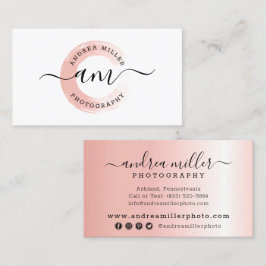 Roze Gouden Minimalistische Verf Swash Logo Social Visitekaartje