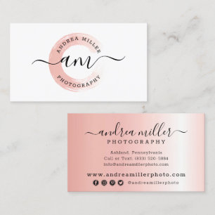 Roze Gouden Minimalistische Verf Swash Logo Social Visitekaartje