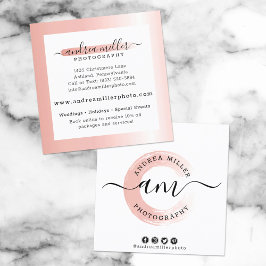 Roze Gouden Minimalistische Verf Swirl Logo Aangep Vierkante Visitekaartje