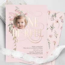 Roze gouden Miss Onederful Girl 1e verjaardagsfoto