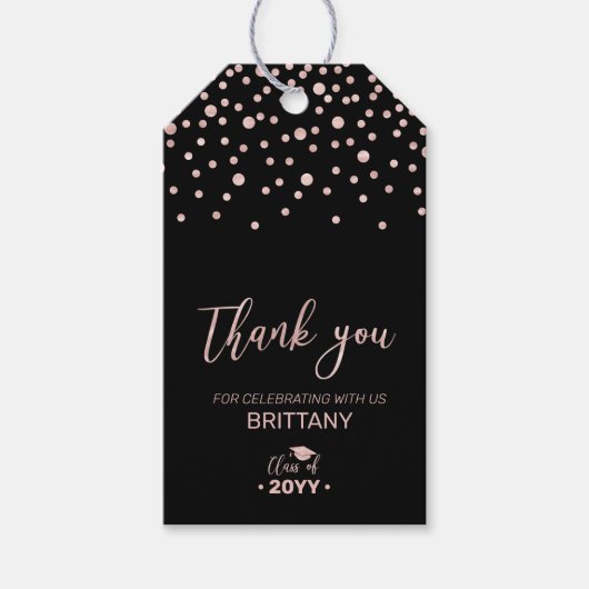 Roze Gouden Moderne Afstudeerfeest Cadeautag Cadeaulabel (Voorkant)