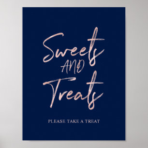 Roze Gouden Moderne Borstel Lettering Dessert Bar  Poster