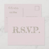 Roze gouden moderne bruiloft RSVP briefkaarten (Voorkant / Achterkant)