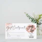 roze gouden moderne cadeaukaartcertificaat logo to (Staand voorkant)