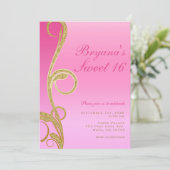 Roze & Gouden Moderne Chic Glamuur Wervelende Swee Kaart (Staand voorkant)