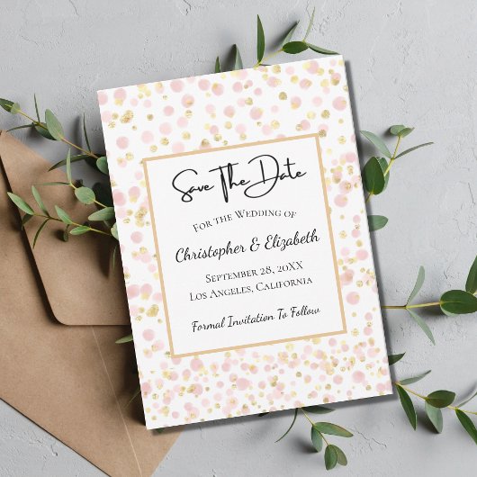 Roze Gouden Moderne Chic Trouw Save The Date