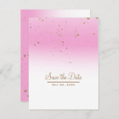 Roze & Gouden Moderne Glam Chic Trouw Save the Dat Aankondigingskaart (Voorkant / Achterkant)